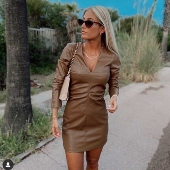 ZARA faux leather dress long sleeves 7901/338 - Picture 4 of 12